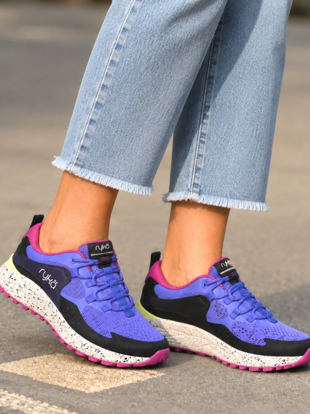 NEW - Woman's Ryka Kudos Sneaker - Size 7 Wide - Bright Blue/Berry Pink/Blk/Gray